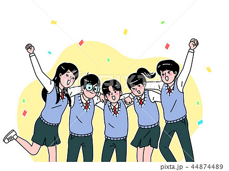 School Life Cartoon Teenagers Middle And High のイラスト素材