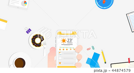 Vector - Mobile devices, services concepts with tools an objects on top view illustration 019 44874579