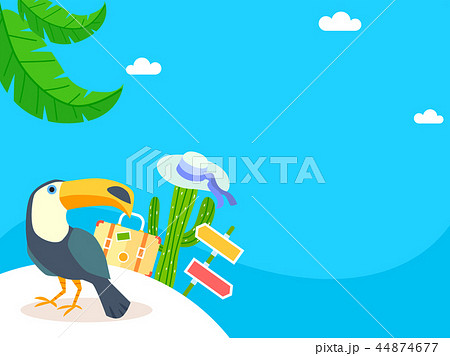 Summer holiday background with beach and forest landscape vector illustration 027 44874677