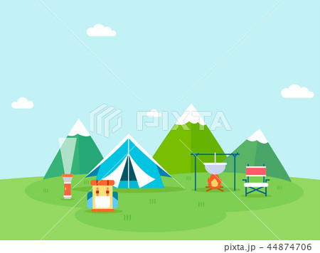 Summer holiday background with beach and forest landscape vector illustration 007 44874706
