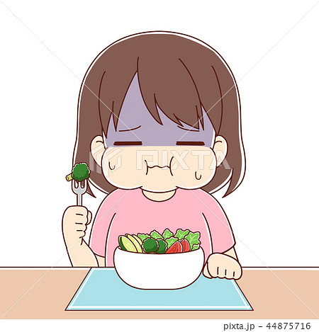 一日分の野菜を生野菜で食べる女子のイラスト素材