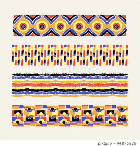Set of ethnic art brushes in African style. Set of ethnic art brushes in African style. 44875829