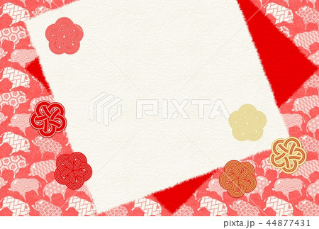 年賀2019亥紅白梅和紙 年賀2019亥紅白梅和紙 44877431