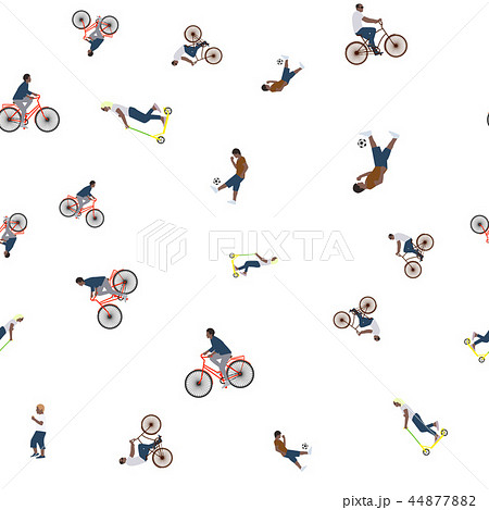Seamless pattern with people active summer, flat 44877882