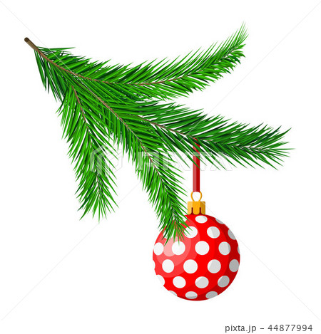 Christmas tree branches and hanging glitter ball. Christmas tree branches and hanging glitter ball. 44877994