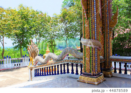 Colorful pillars and dragon railings, Thailand Colorful pillars and dragon railings, Thailand 44878589