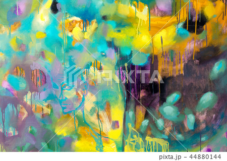 Abstract art background. Acrylic on canvas. Rough brushstrokes of paint. 44880144