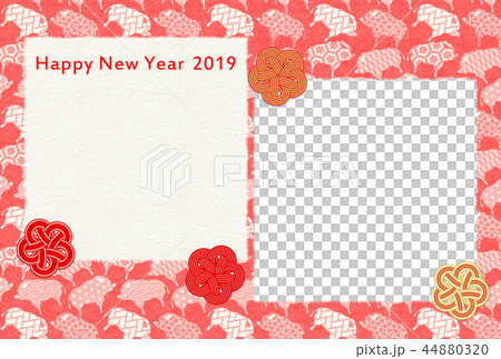 年賀2019亥梅紅白和紙フォトフレーム 年賀2019亥梅紅白和紙フォトフレーム 44880320