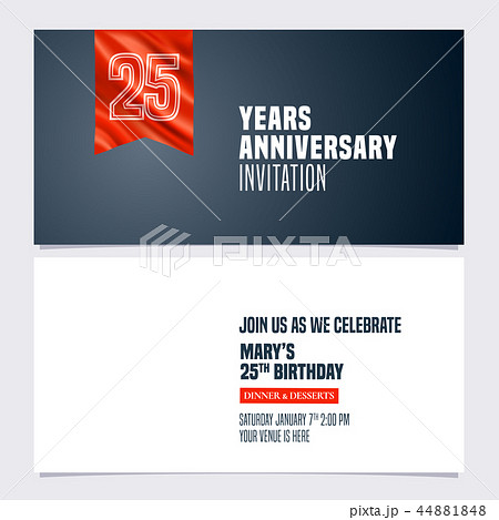 25 years anniversary invitation vector 44881848