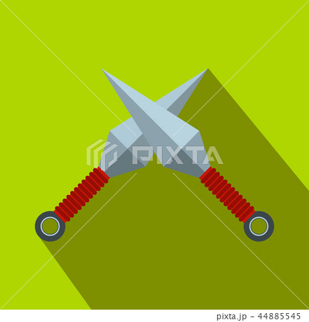 Ninja weapon kunai throwing knifes flat icon Ninja weapon kunai throwing knifes flat icon 44885545