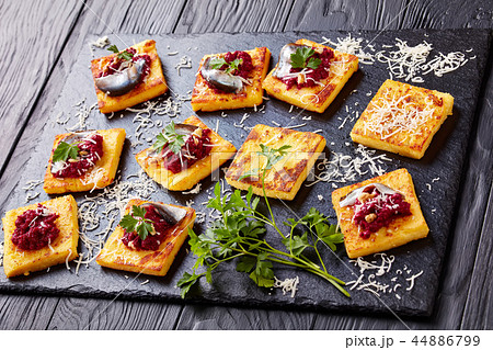 close-up of portions of Polenta Squares close-up of portions of Polenta Squares 44886799