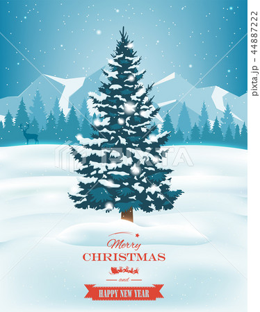 Christmas tree with decorations and gift boxes. Holiday background. Merry Christmas and Happy New 44887222