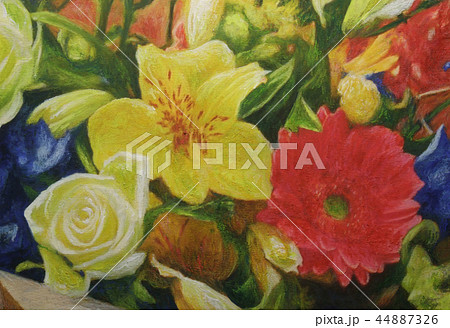 カラフルな花の絵画のイラスト素材