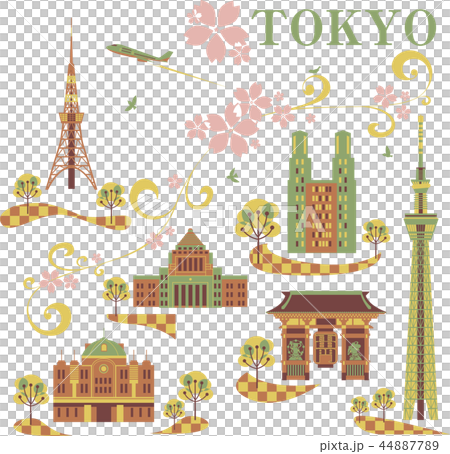 東京の建物　カラーパーツ 44887789