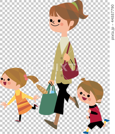 從購物回來的母親和孩子 從購物回來的母親和孩子 44887790