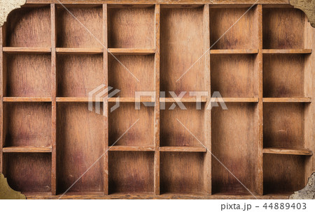 Empty wooden box with compartments 44889403