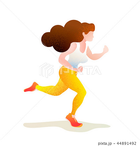 Pretty girl in jogging pose, textured flat 44891492