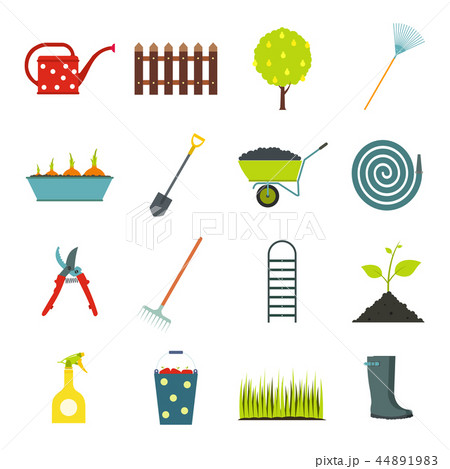 16 garden flat icons set 16 garden flat icons set 44891983