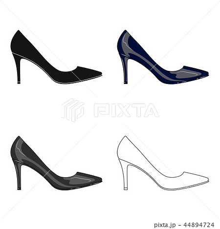 Black womens highheeled shoes exit in a dress.Different shoes single icon in cartoon style vector Black womens highheeled shoes exit in a dress.Different shoes single icon in cartoon style vector 44894724