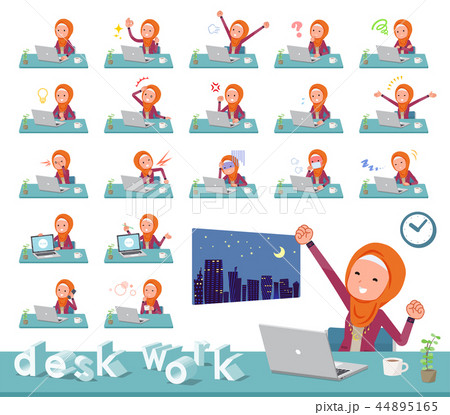 flat type Arab women orange Hijab_desk work 44895165