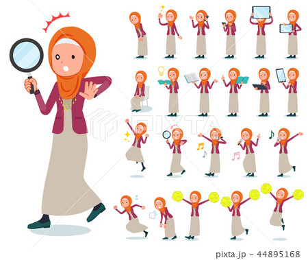 flat type Arab women orange Hijab_Action flat type Arab women orange Hijab_Action 44895168