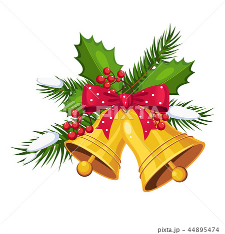 Christmas Bells with Bow and Berries. Holiday Vector Christmas Bells with Bow and Berries. Holiday Vector 44895474