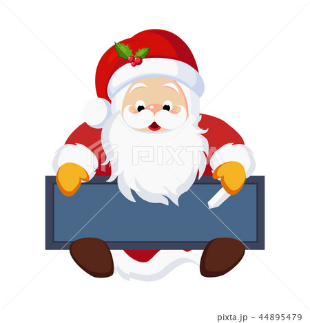 Christmas Santa Claus holding a Chalkboard. Vector 44895479