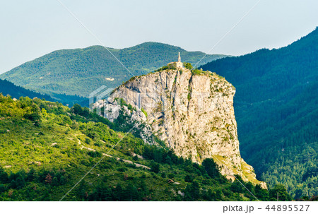 View of the Rock with the Chapel of Our Lady on top. Castellane, France 44895527