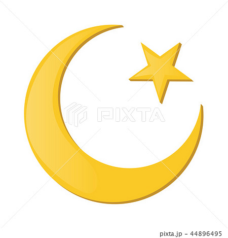 Crescent and star cartoon icon 44896495