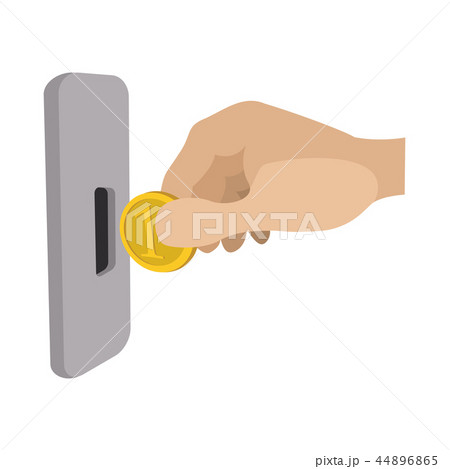 Human hand inserting coin in slot machine icon 44896865