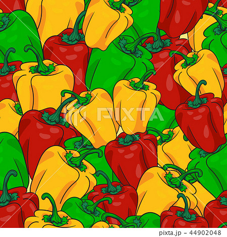 Peppers seamless pattern in red, yellow, and green color 44902048