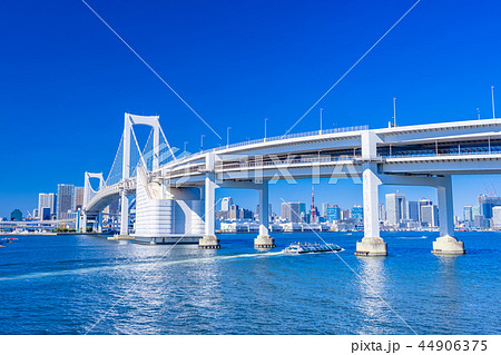 東京　台場公園からのレインボーブリッジ 44906375