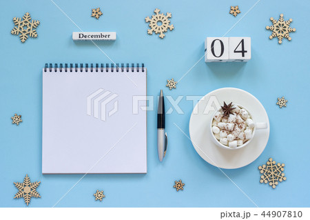 December 4 cup cocoa marshmallow empty notepad 44907810