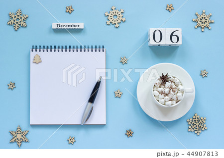 December 6 cup cocoa and marshmallow empty notepad 44907813