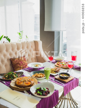 Table with vegetarian dishes Table with vegetarian dishes 44908858