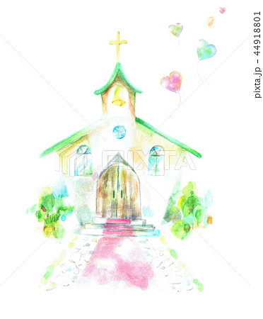 教会 バルーン 手描きのイラスト素材