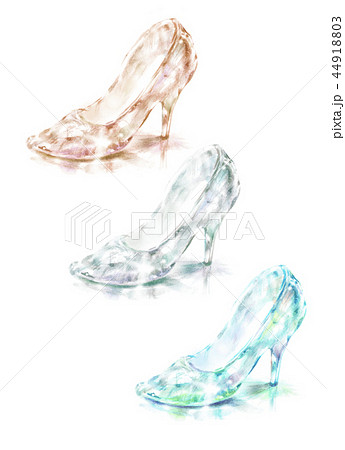 ガラスの靴 3色 水彩画のイラスト素材