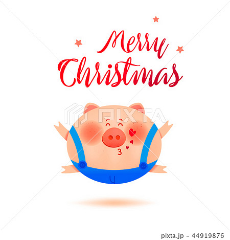 The year of the pig. Cute smiling little pig. 44919876