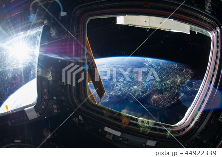 LA city at night with city lights from the space 44922339