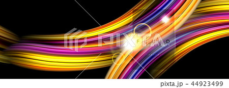 Background abstract design, flowing mixing liquid color waves on black 44923499