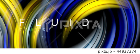 Background abstract design, flowing mixing liquid color waves on black 44927274