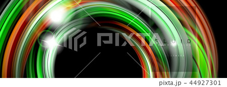 Background abstract design, flowing mixing liquid color waves on black 44927301