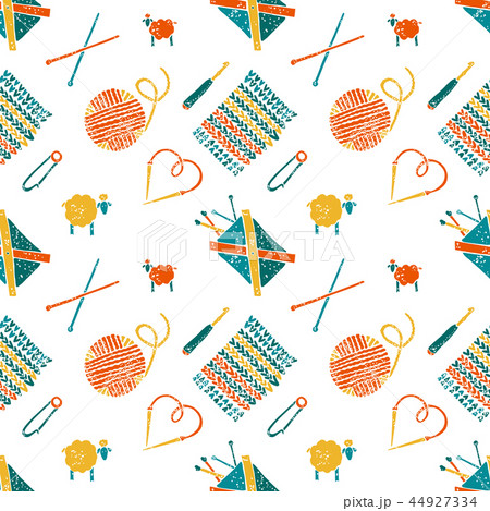 Seamless pattern on a knitting theme, accessories Seamless pattern on a knitting theme, accessories 44927334