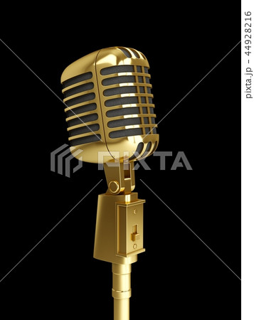 3D Rendering golden vintage studio microphone 3D Rendering golden vintage studio microphone 44928216
