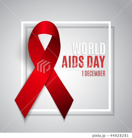 December 1 World AIDS Day Background. Red Ribbon Sign. Vector Illustration 44928281