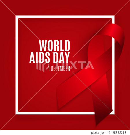 December 1 World AIDS Day Background. Red Ribbon Sign. Vector Illustration 44928313
