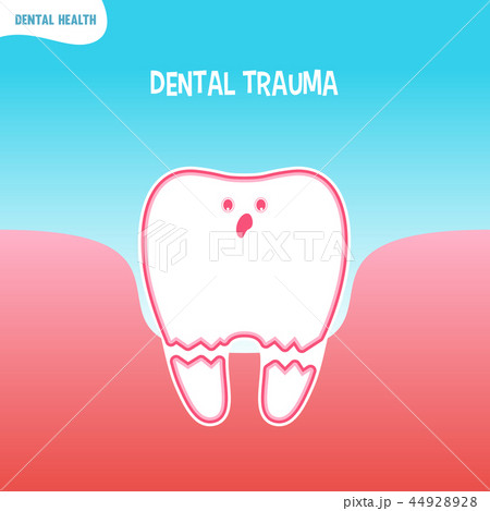 Cartoon bad tooth icon with dental trauma Cartoon bad tooth icon with dental trauma 44928928