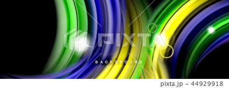 Background abstract design, flowing mixing liquid color waves on black 44929918