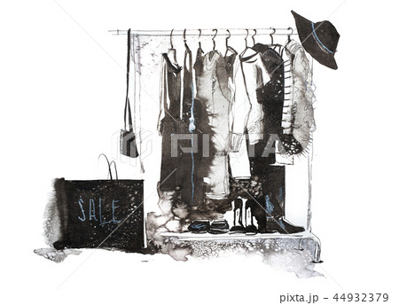 Clothes store. Shop with new collection Womens clothing on hanger. 44932379