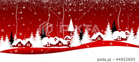 Snowfall over the village, winter landscape Snowfall over the village, winter landscape 44932605